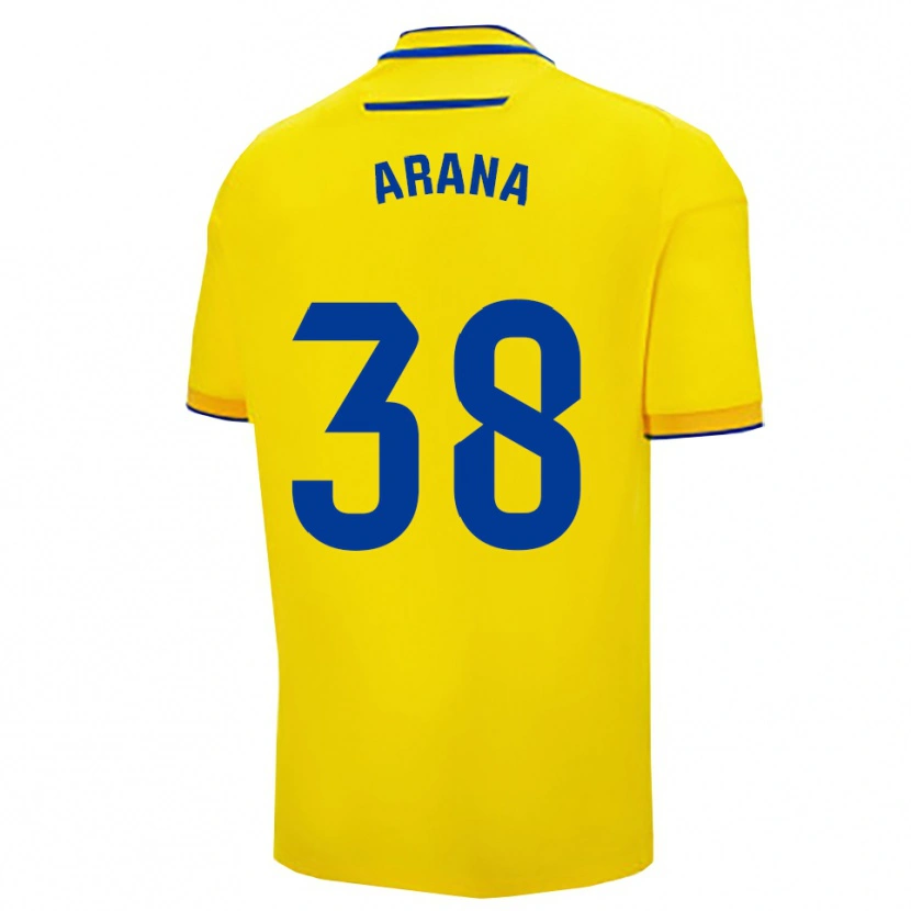 Danxen Kinderen Pablo Arana #38 Geel Marineblauw Thuisshirt Thuistenue 2025/26 T-Shirt