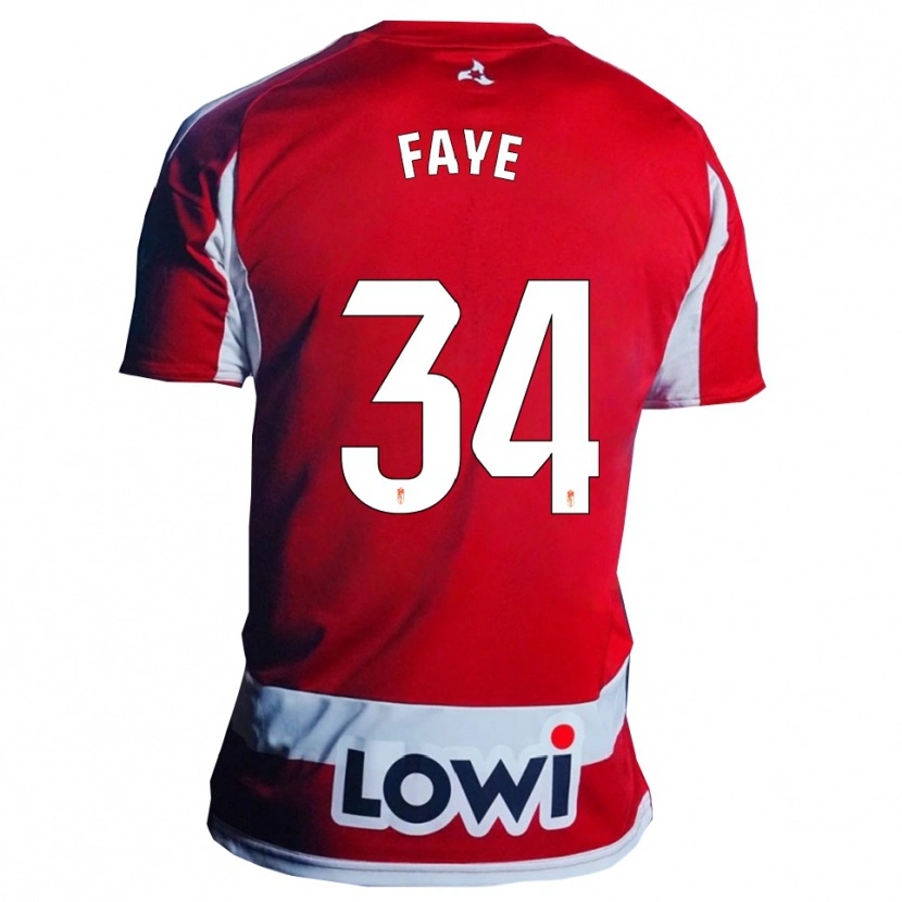 Danxen Kinderen Souleymane Faye #34 Rood Wit Thuisshirt Thuistenue 2025/26 T-Shirt