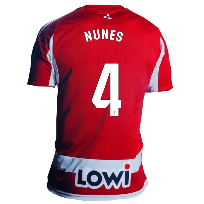 Danxen Kinderen David Nunes #4 Rood Wit Thuisshirt Thuistenue 2025/26 T-Shirt