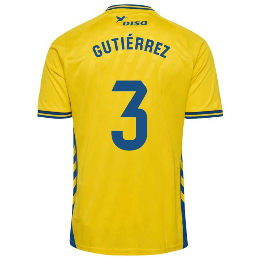 Danxen Kinderen Cristian Gutiérrez #3 Geel Blauw Thuisshirt Thuistenue 2025/26 T-Shirt
