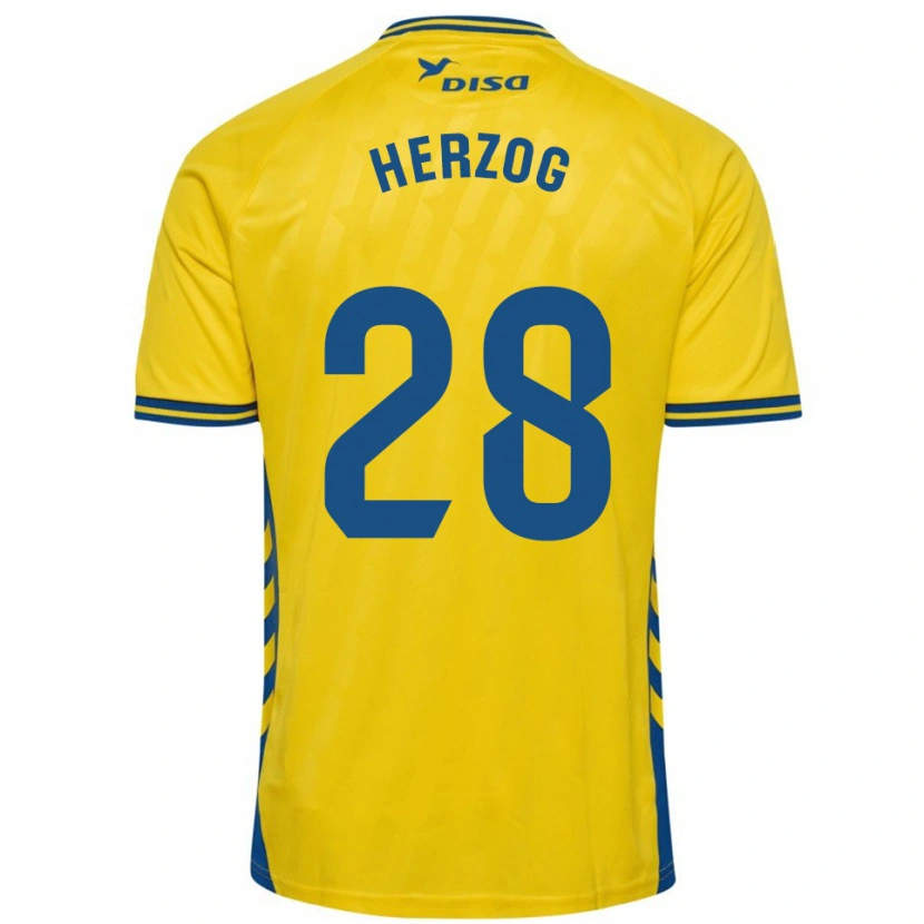 Danxen Kinderen Juanma Herzog #28 Geel Blauw Thuisshirt Thuistenue 2025/26 T-Shirt