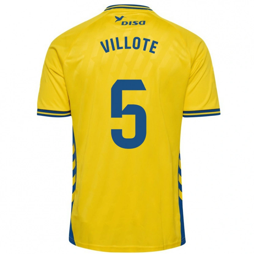 Danxen Kinderen Víctor Villote #5 Geel Blauw Thuisshirt Thuistenue 2025/26 T-Shirt