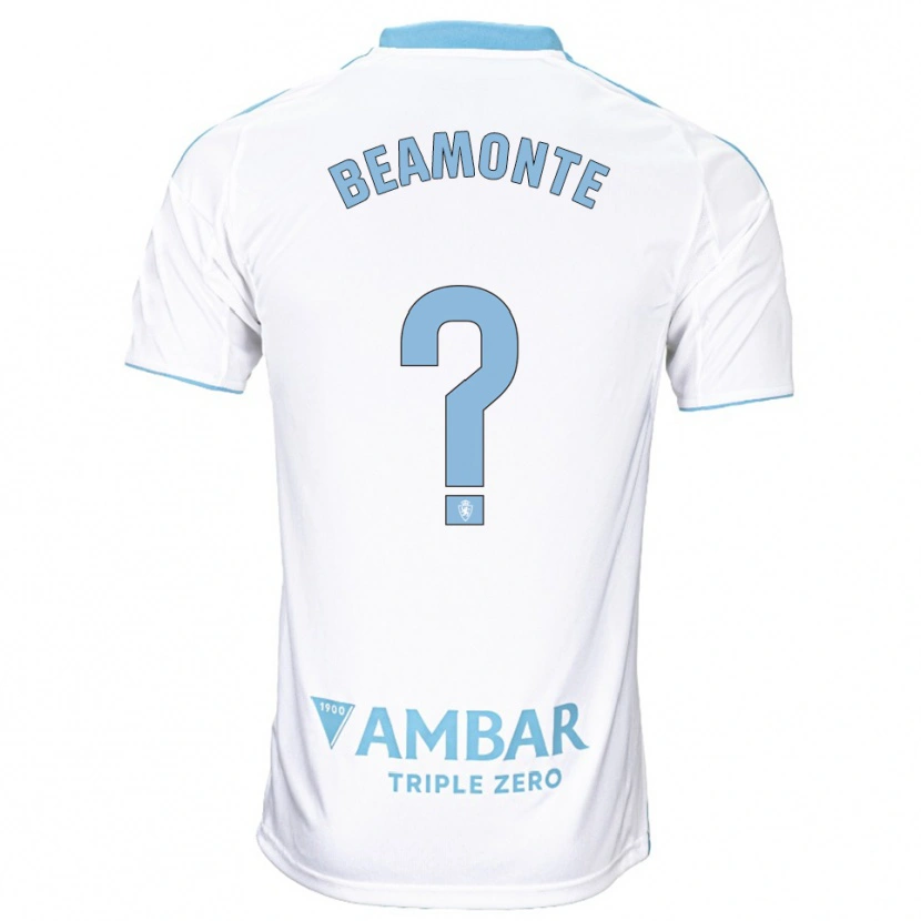 Danxen Kinderen Adrián Beamonte #0 Wit Hemelsblauw Thuisshirt Thuistenue 2025/26 T-Shirt