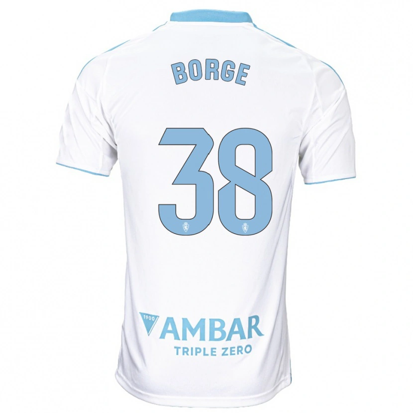 Danxen Kinderen Andrés Borge #38 Wit Hemelsblauw Thuisshirt Thuistenue 2025/26 T-Shirt