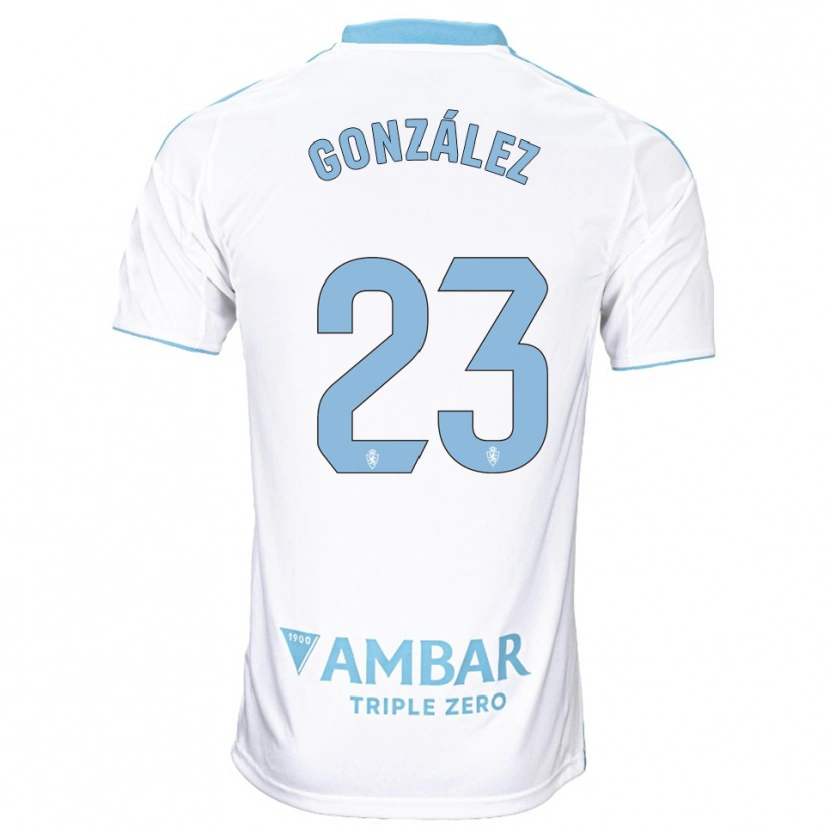 Danxen Kinderen Álex González #23 Wit Hemelsblauw Thuisshirt Thuistenue 2025/26 T-Shirt