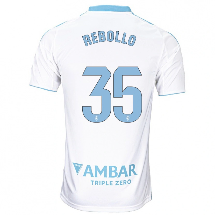 Danxen Kinderen Dani Rebollo #35 Wit Hemelsblauw Thuisshirt Thuistenue 2025/26 T-Shirt