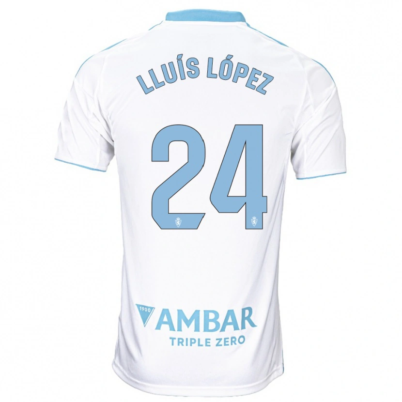 Danxen Kinderen Lluís López #24 Wit Hemelsblauw Thuisshirt Thuistenue 2025/26 T-Shirt