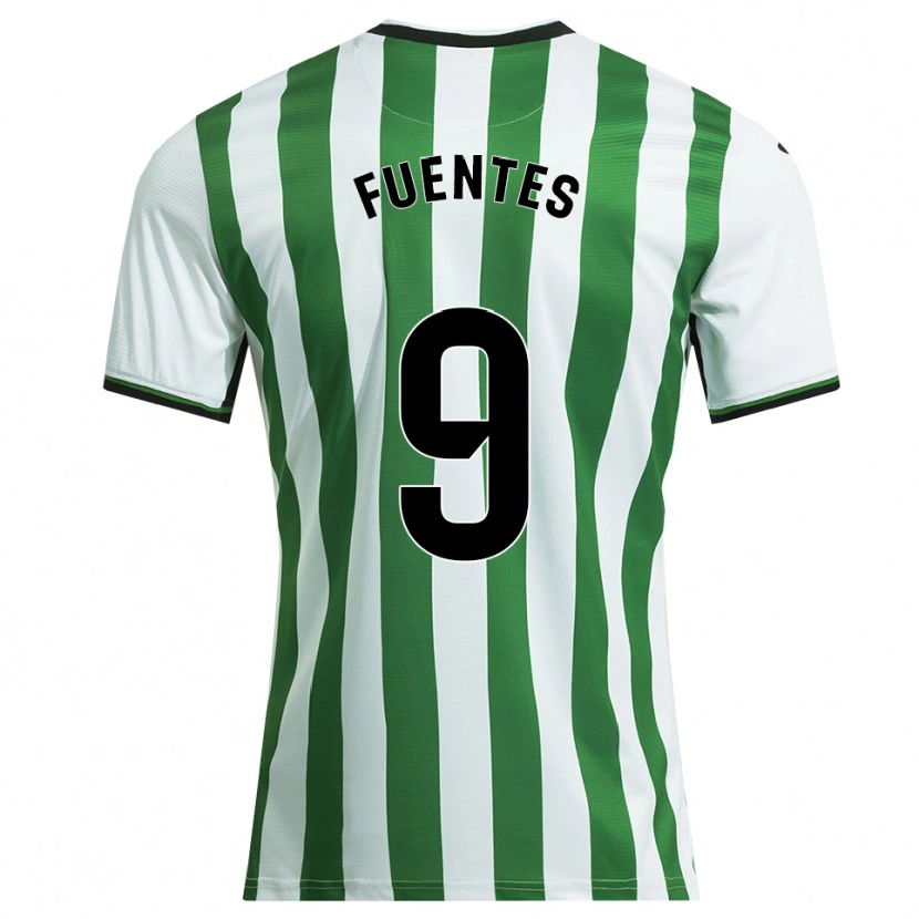 Danxen Kinderen Adrián Fuentes #9 Wit Groen Thuisshirt Thuistenue 2025/26 T-Shirt