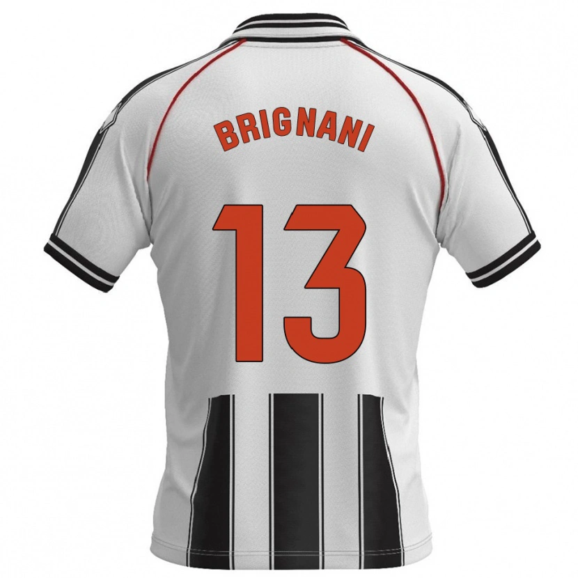 Danxen Kinderen Fabrizio Brignani #13 Wit Zwart Thuisshirt Thuistenue 2025/26 T-Shirt