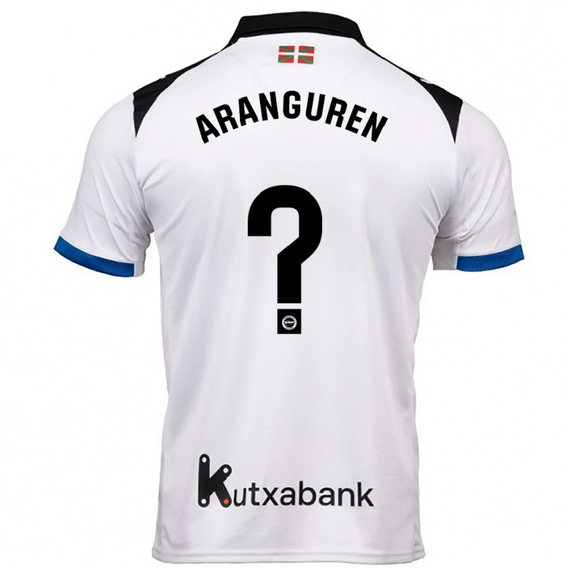 Danxen Kinderen Aitor Aranguren #0 Wit Blauw Uitshirt Uittenue 2025/26 T-Shirt