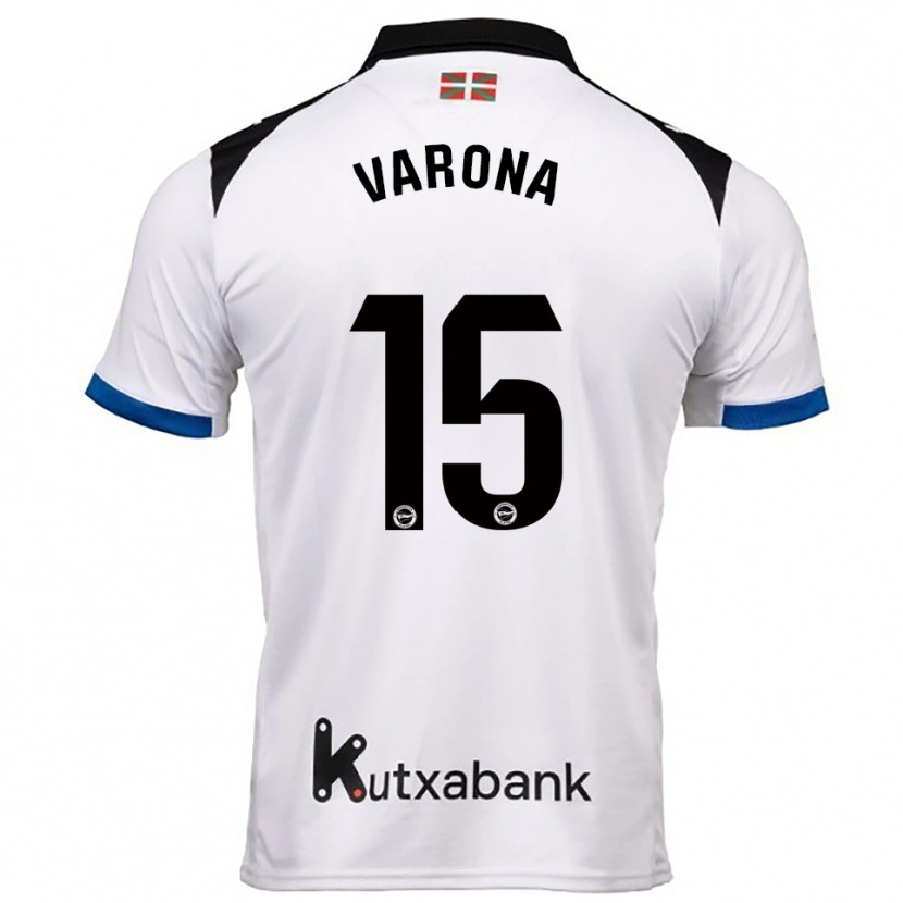 Danxen Kinderen Ander Varona #15 Wit Blauw Uitshirt Uittenue 2025/26 T-Shirt