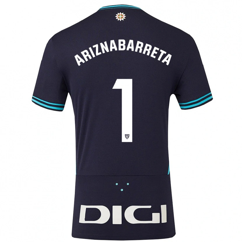 Danxen Kinderen Oier Ariznabarreta #1 Marineblauw Hemelsblauw Uitshirt Uittenue 2025/26 T-Shirt