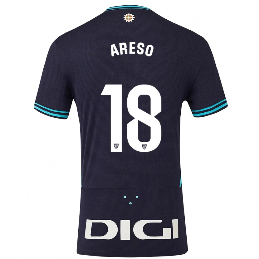 Danxen Kinderen Jesús Areso #18 Marineblauw Hemelsblauw Uitshirt Uittenue 2025/26 T-Shirt