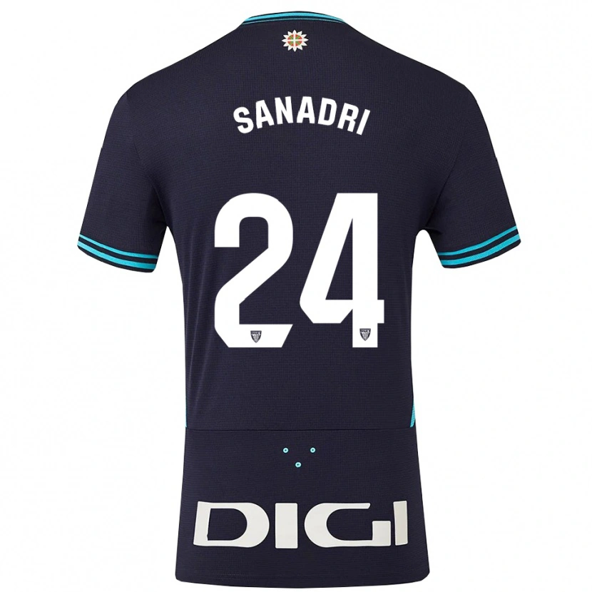 Danxen Kinderen Sanadri #24 Marineblauw Hemelsblauw Uitshirt Uittenue 2025/26 T-Shirt
