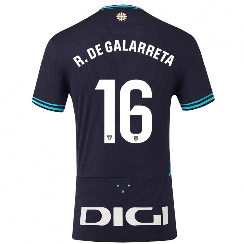 Danxen Kinderen Iñigo Ruiz De Galarreta #16 Marineblauw Hemelsblauw Uitshirt Uittenue 2025/26 T-Shirt