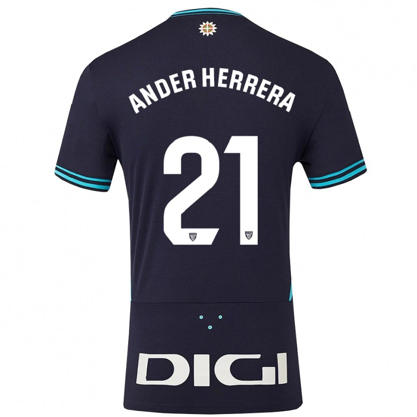 Danxen Kinderen Ander Herrera #21 Marineblauw Hemelsblauw Uitshirt Uittenue 2025/26 T-Shirt