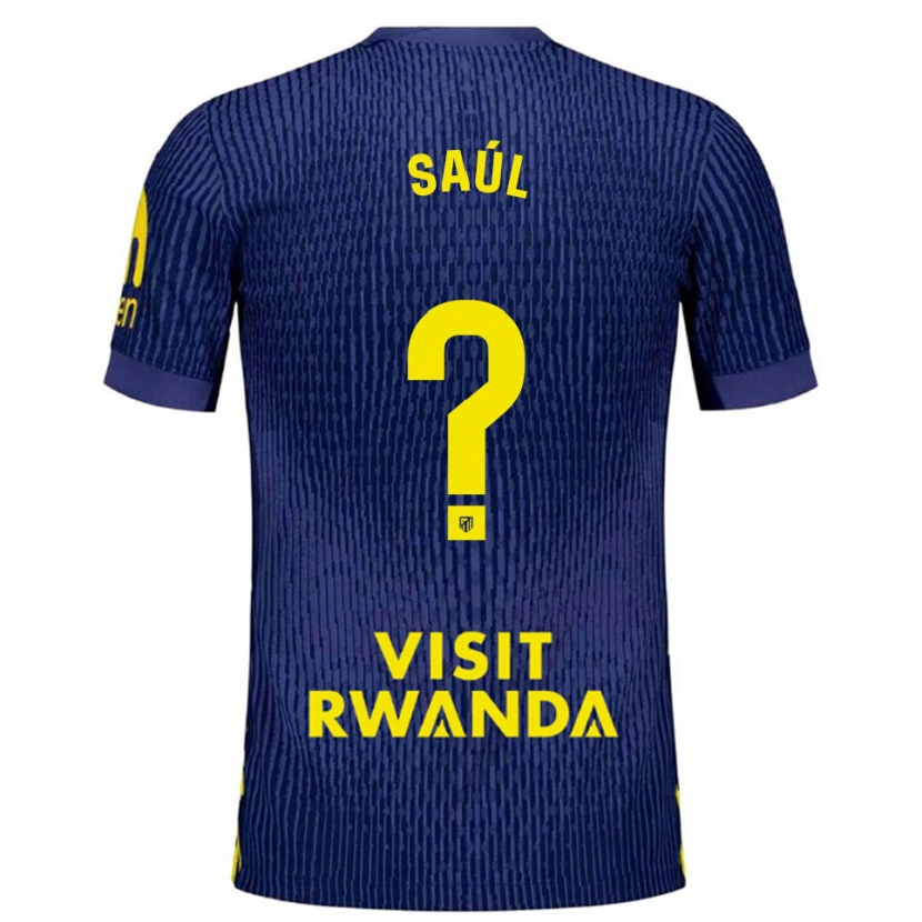 Danxen Kinderen Saúl Fernández #0 Marineblauw Geel Uitshirt Uittenue 2025/26 T-Shirt