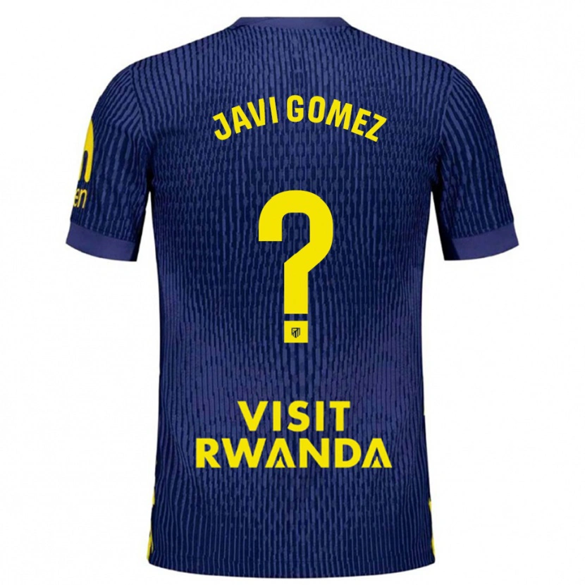 Danxen Kinderen Javi Gomez #0 Marineblauw Geel Uitshirt Uittenue 2025/26 T-Shirt