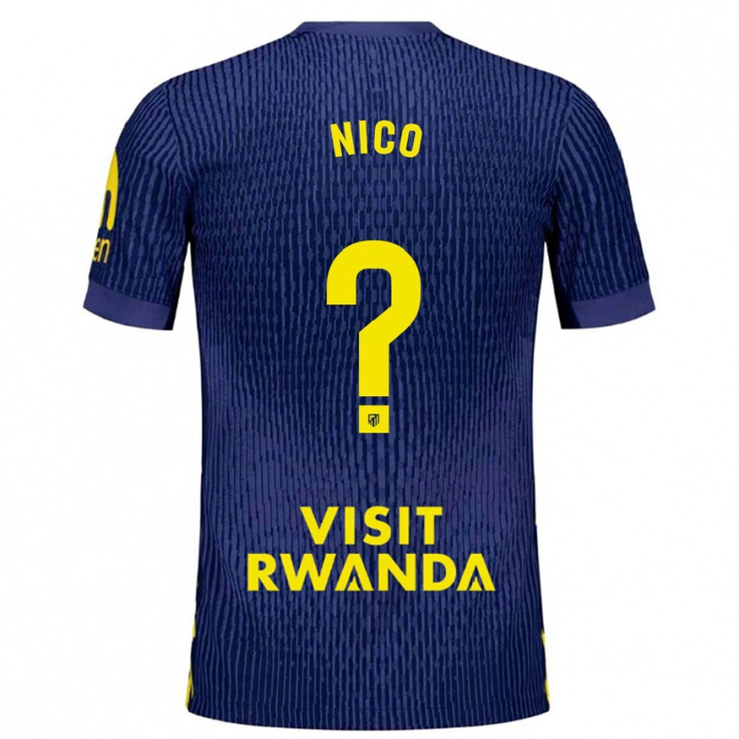 Danxen Kinderen Nico Fernández #0 Marineblauw Geel Uitshirt Uittenue 2025/26 T-Shirt