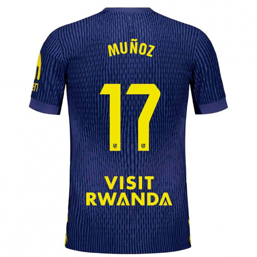 Danxen Kinderen David Muñoz #17 Marineblauw Geel Uitshirt Uittenue 2025/26 T-Shirt