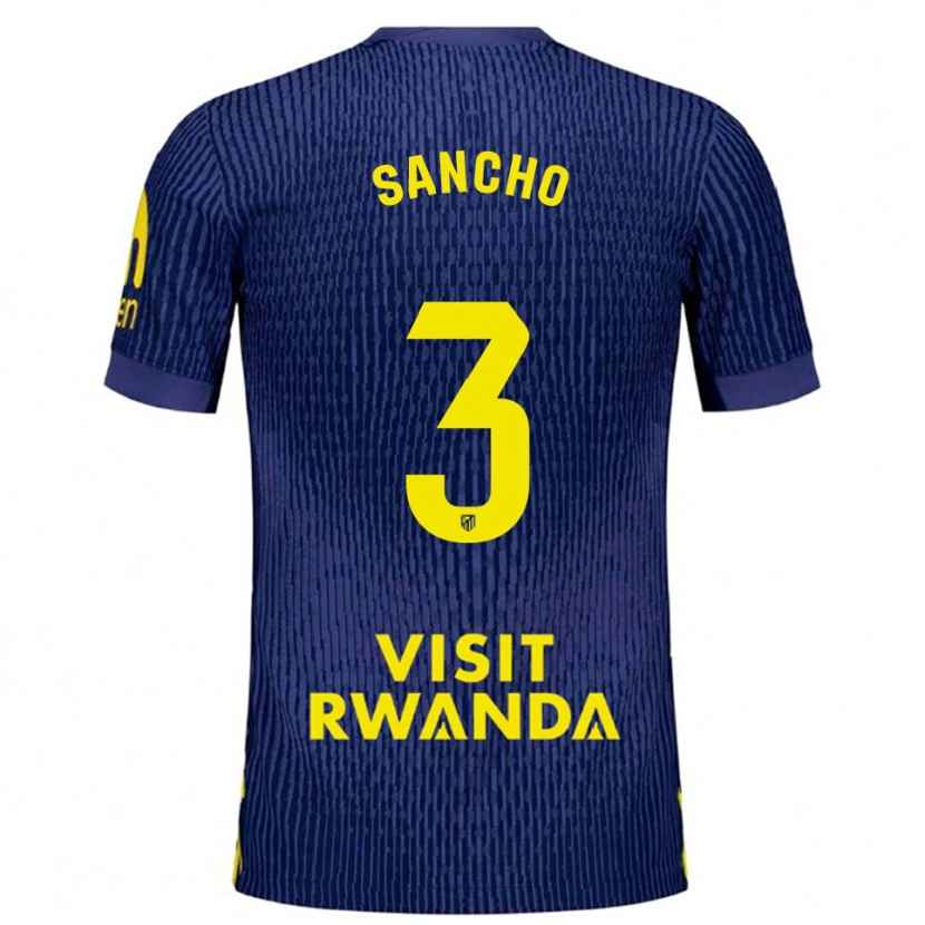 Danxen Kinderen Diego Sancho #3 Marineblauw Geel Uitshirt Uittenue 2025/26 T-Shirt