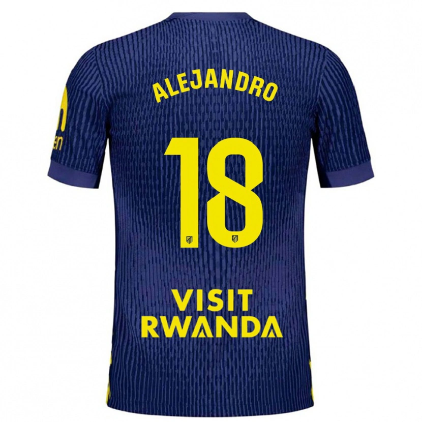 Danxen Kinderen Alejandro López #18 Marineblauw Geel Uitshirt Uittenue 2025/26 T-Shirt