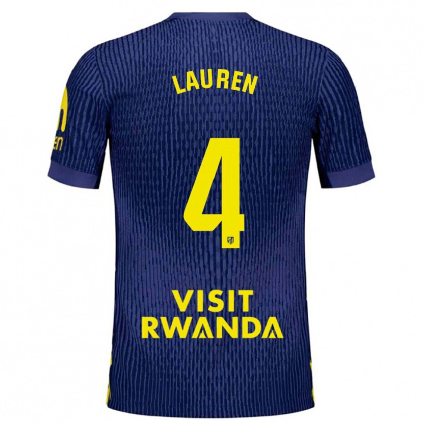 Danxen Kinderen Lauren Eduarda Leal Costa #4 Marineblauw Geel Uitshirt Uittenue 2025/26 T-Shirt