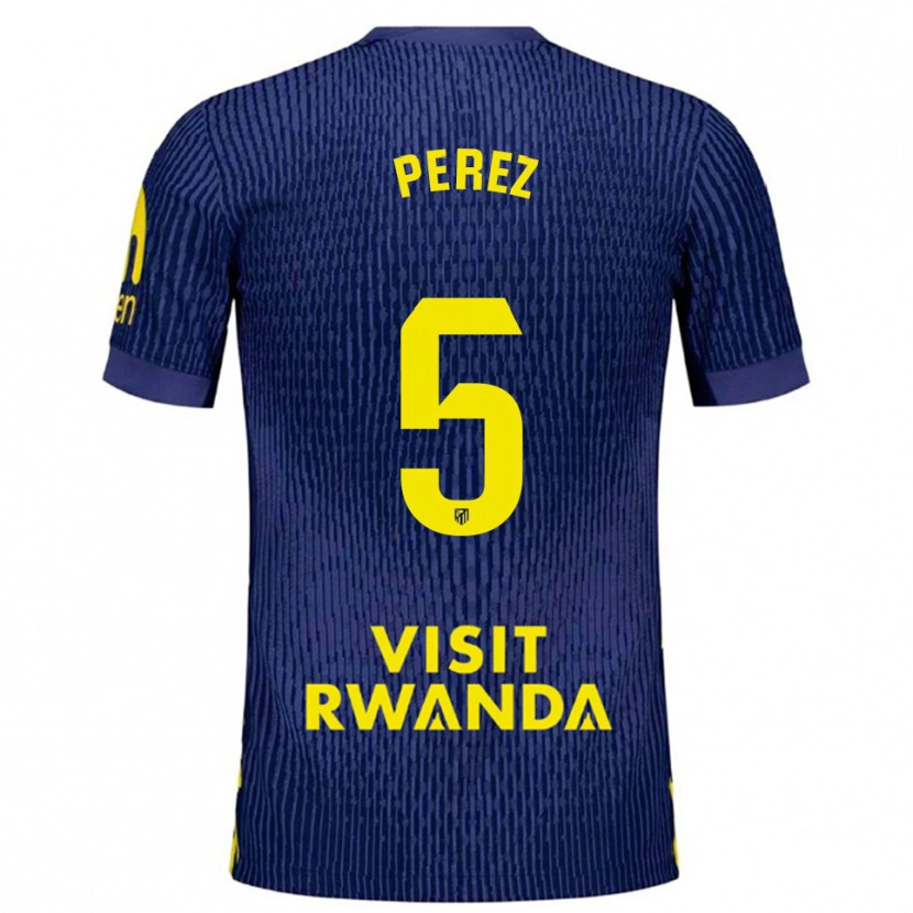 Danxen Kinderen Xènia Pérez #5 Marineblauw Geel Uitshirt Uittenue 2025/26 T-Shirt