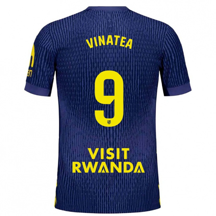 Danxen Kinderen Sergio Vinatea #9 Marineblauw Geel Uitshirt Uittenue 2025/26 T-Shirt