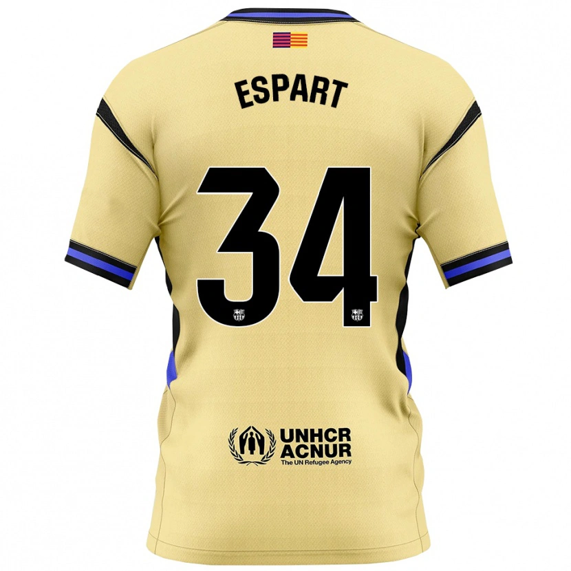 Danxen Kinderen Xavi Espart #34 Geel Zwart Uitshirt Uittenue 2025/26 T-Shirt