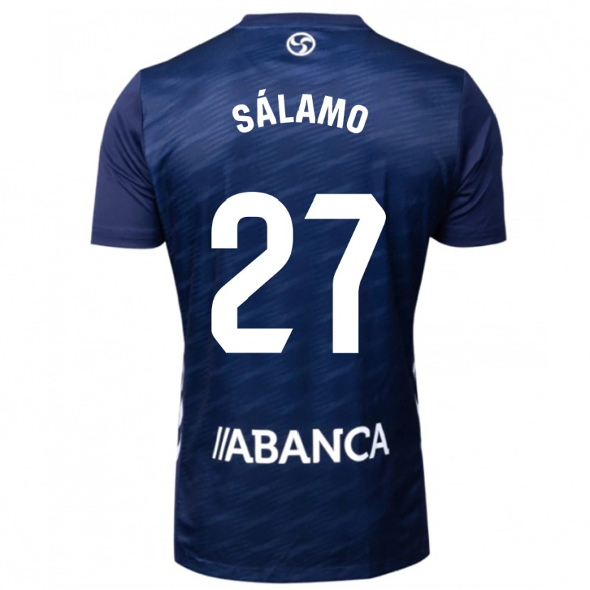 Danxen Kinderen Jorge Sálamo #27 Marineblauw Wit Uitshirt Uittenue 2025/26 T-Shirt