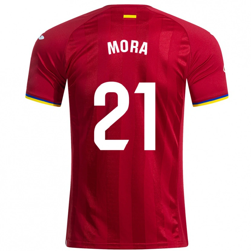 Danxen Kinderen Adrià Mora #21 Rood Geel Blauw Uitshirt Uittenue 2025/26 T-Shirt
