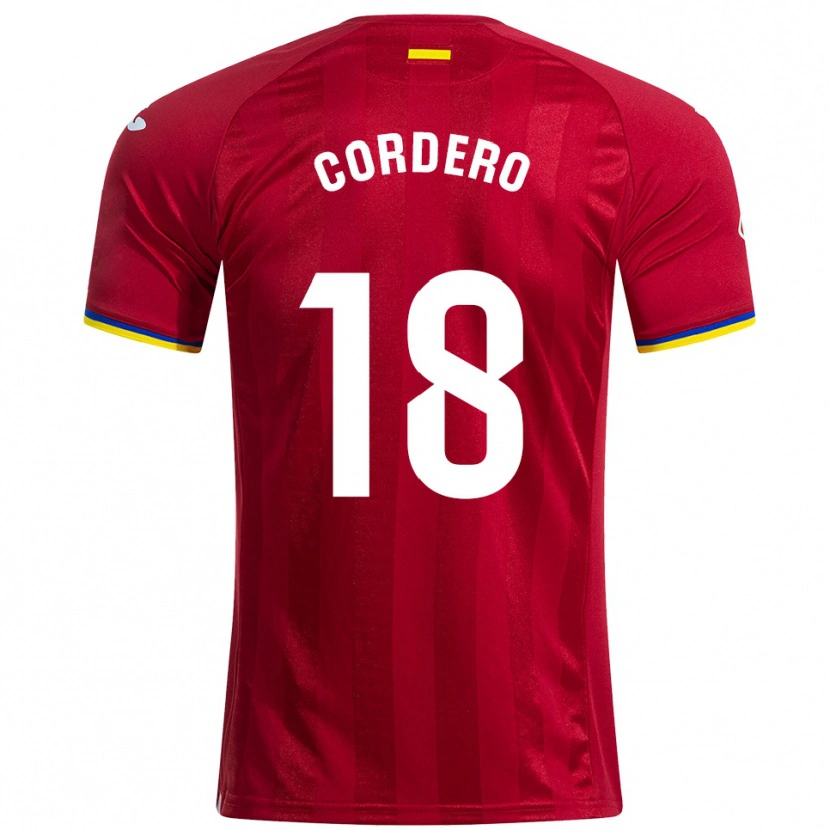 Danxen Kinderen Alberto Cordero #18 Rood Geel Blauw Uitshirt Uittenue 2025/26 T-Shirt
