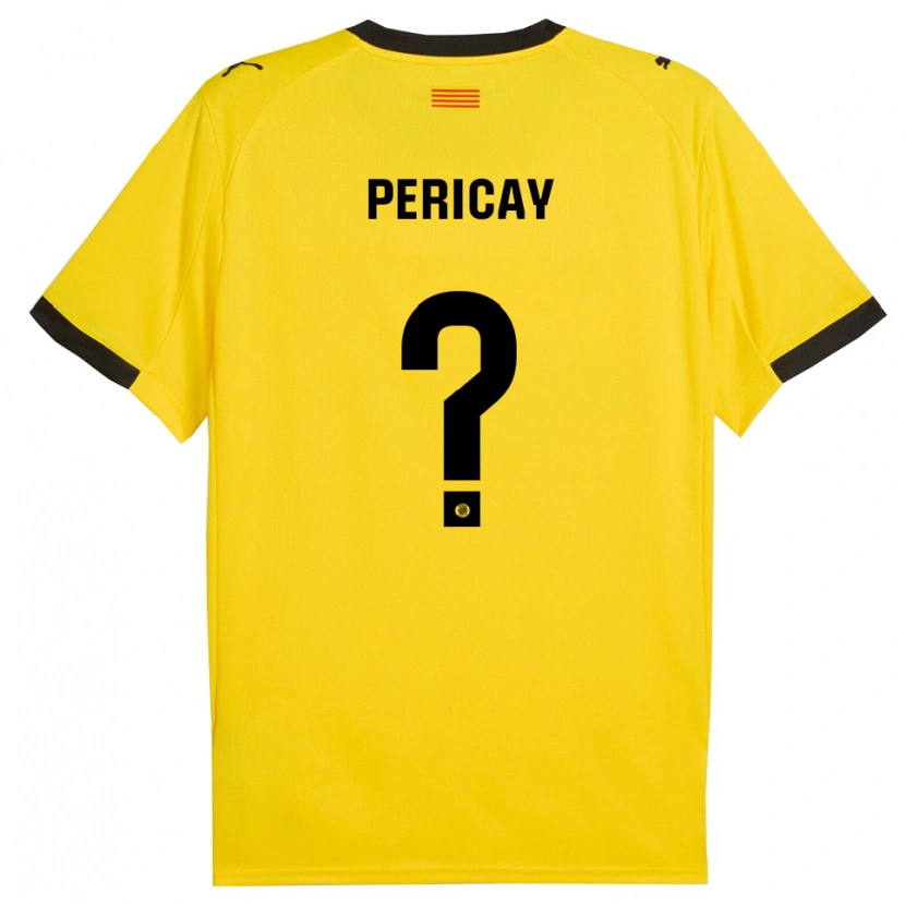 Danxen Kinderen Sergi Pericay #0 Geel Zwart Uitshirt Uittenue 2025/26 T-Shirt