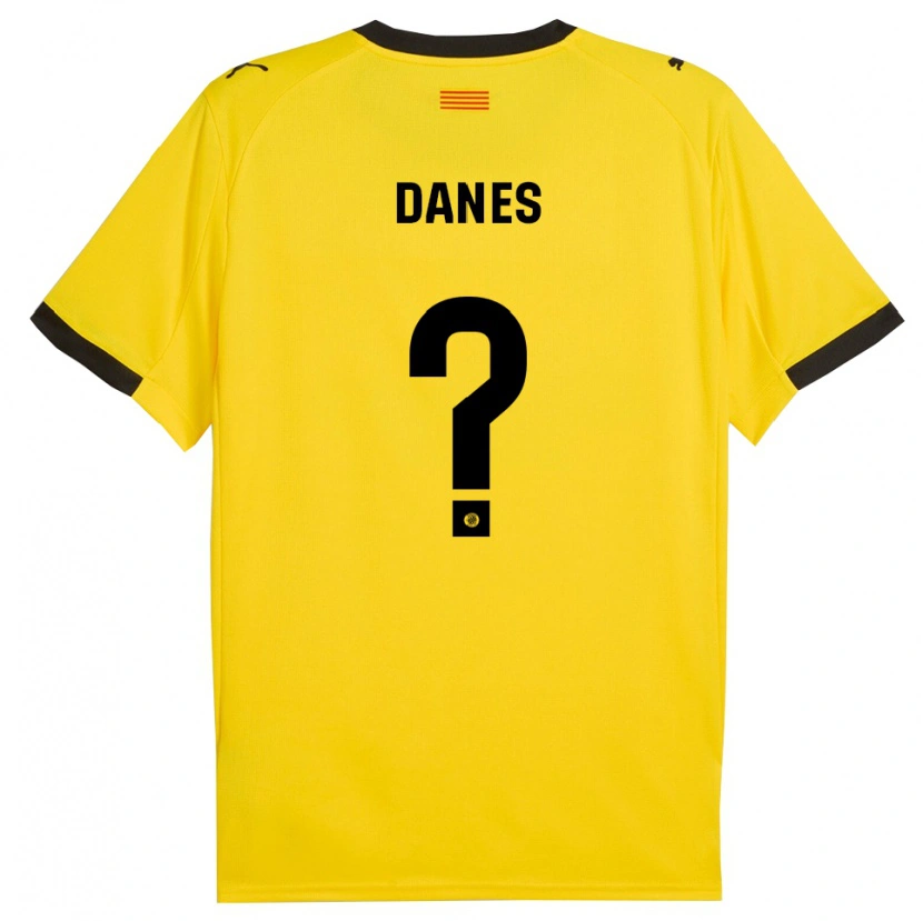 Danxen Kinderen Jan Danés #0 Geel Zwart Uitshirt Uittenue 2025/26 T-Shirt