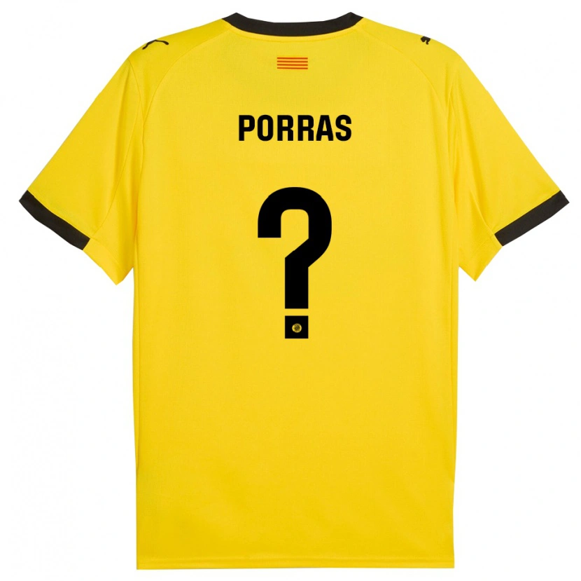 Danxen Kinderen Hugo Porras #0 Geel Zwart Uitshirt Uittenue 2025/26 T-Shirt