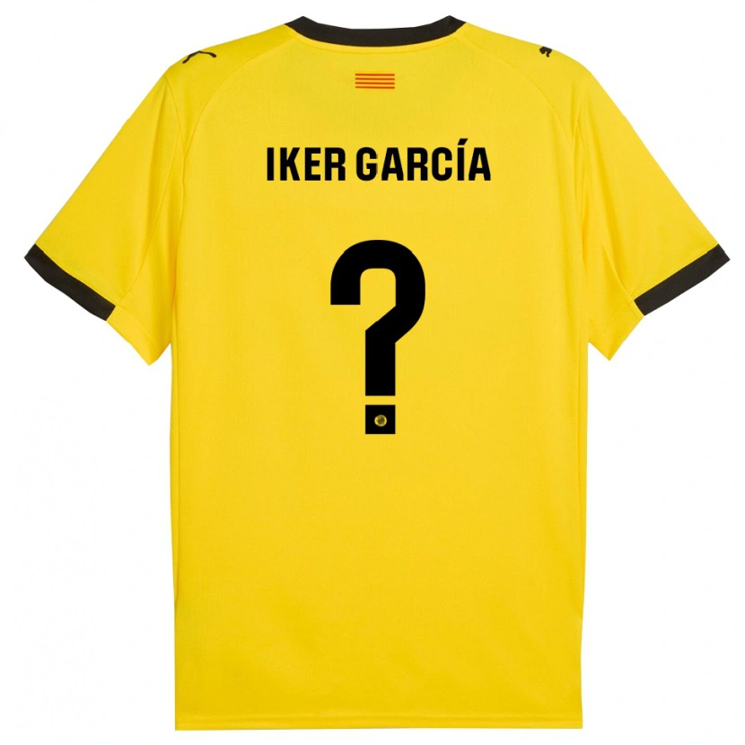 Danxen Kinderen Iker García #0 Geel Zwart Uitshirt Uittenue 2025/26 T-Shirt