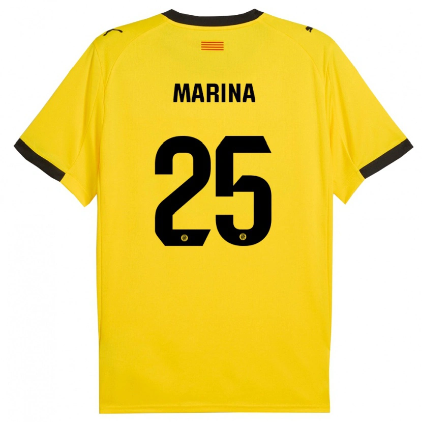 Danxen Kinderen Sergi Marina #25 Geel Zwart Uitshirt Uittenue 2025/26 T-Shirt