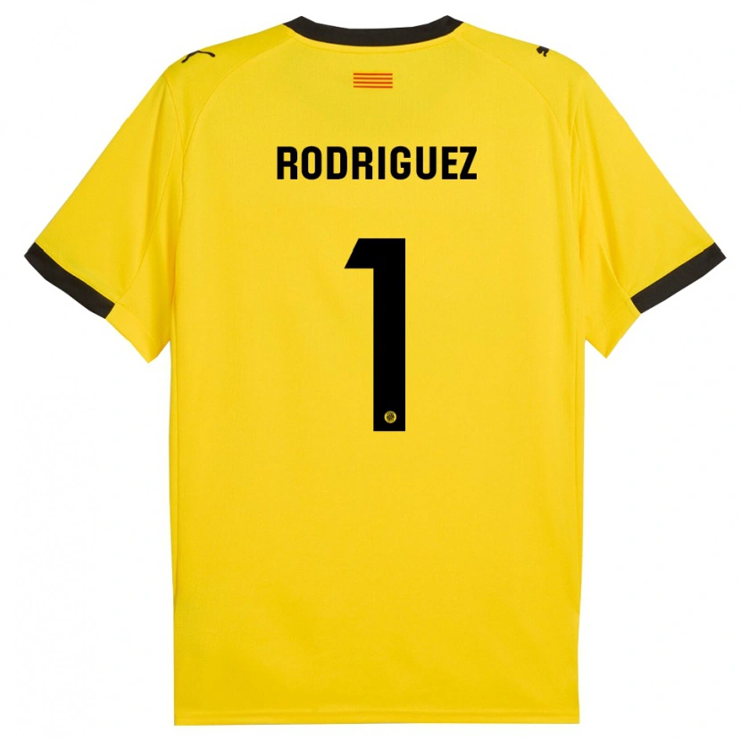 Danxen Kinderen Maria Rodríguez #1 Geel Zwart Uitshirt Uittenue 2025/26 T-Shirt