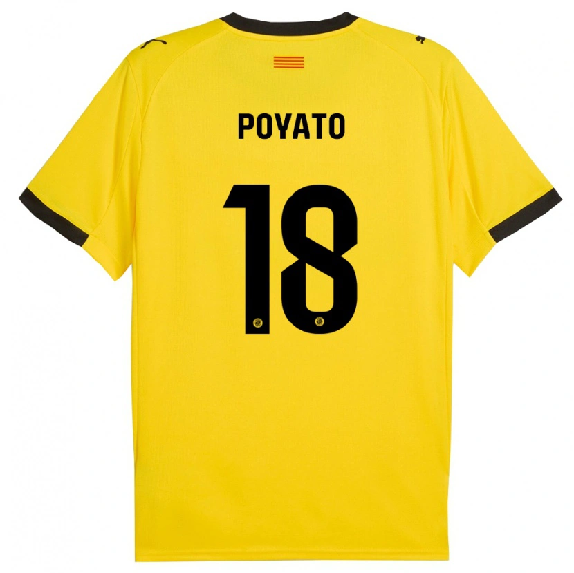 Danxen Kinderen Marina Poyato #18 Geel Zwart Uitshirt Uittenue 2025/26 T-Shirt