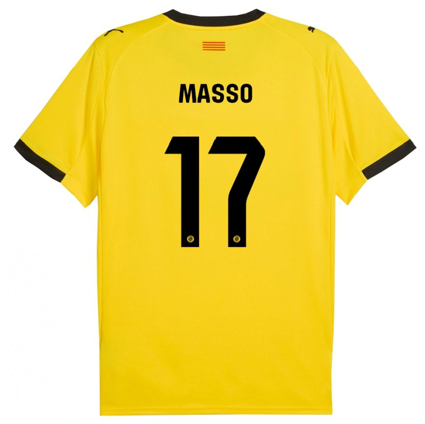 Danxen Kinderen Ainoa Massó #17 Geel Zwart Uitshirt Uittenue 2025/26 T-Shirt
