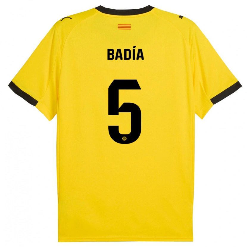 Danxen Kinderen Guillem Badia #5 Geel Zwart Uitshirt Uittenue 2025/26 T-Shirt