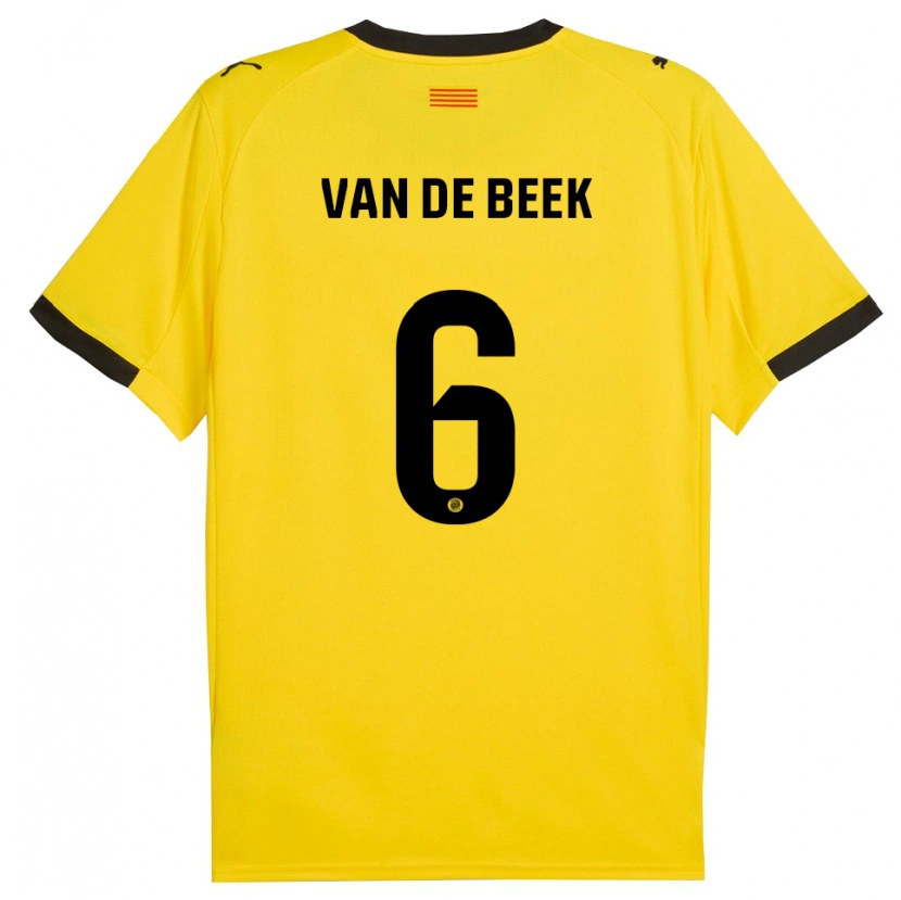 Danxen Kinderen Donny Van De Beek #6 Geel Zwart Uitshirt Uittenue 2025/26 T-Shirt