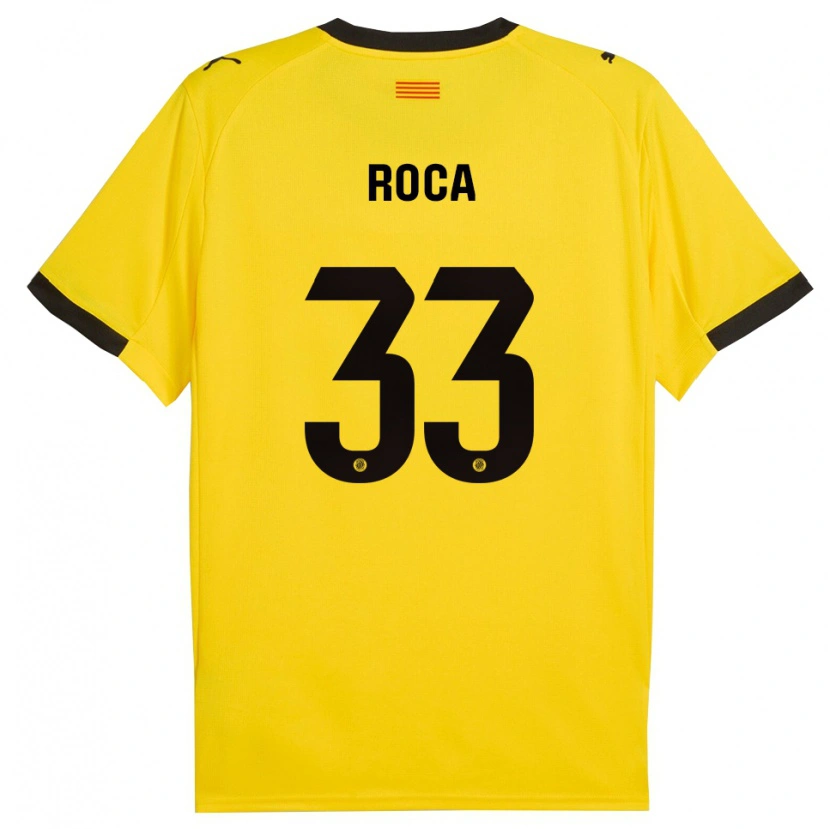 Danxen Kinderen Joel Roca #33 Geel Zwart Uitshirt Uittenue 2025/26 T-Shirt