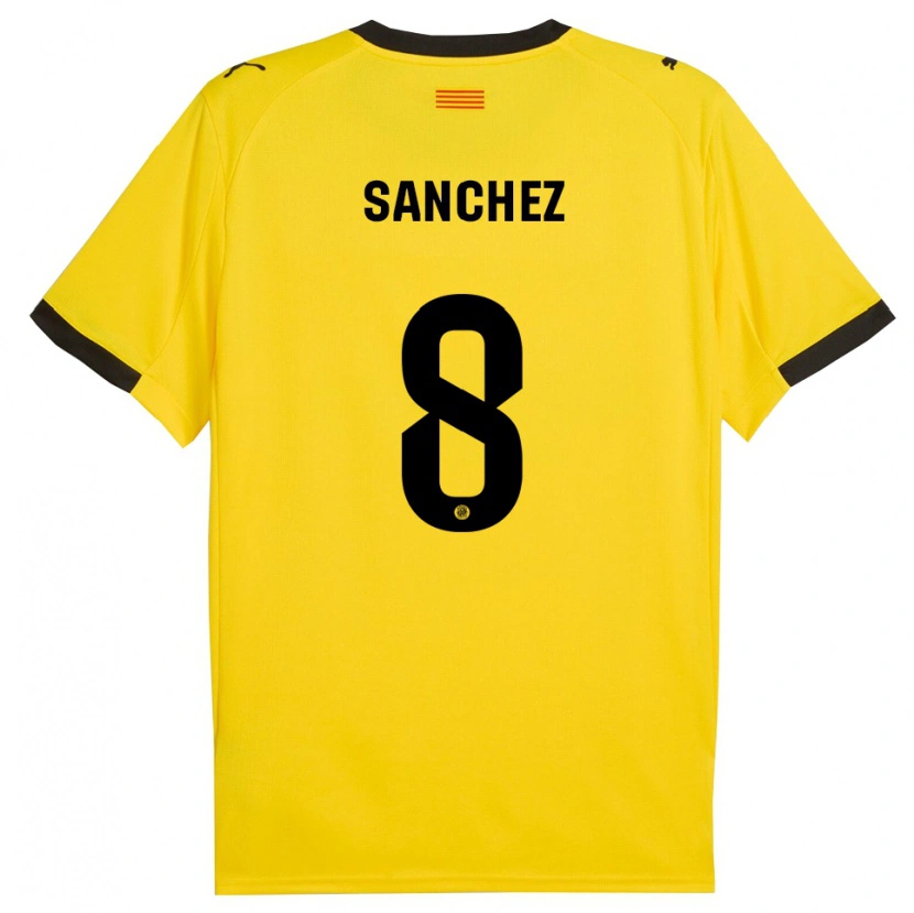 Danxen Kinderen Miguel Ángel Sánchez #8 Geel Zwart Uitshirt Uittenue 2025/26 T-Shirt