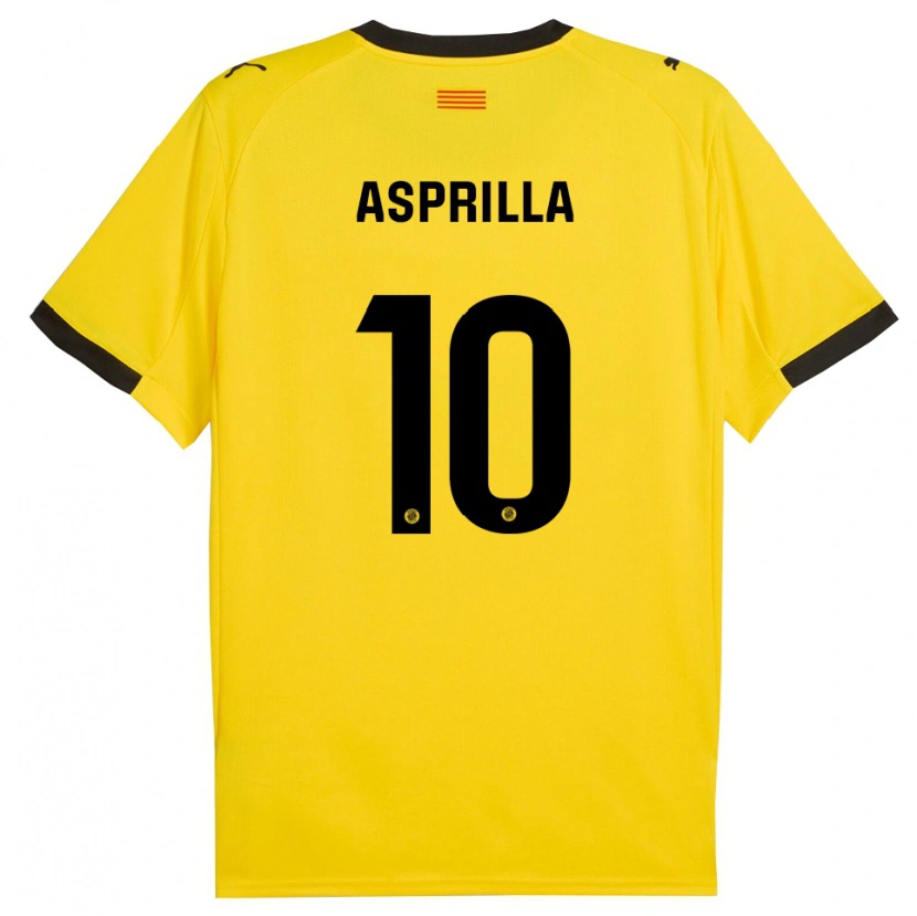 Danxen Kinderen Yáser Asprilla #10 Geel Zwart Uitshirt Uittenue 2025/26 T-Shirt