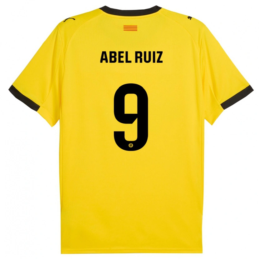 Danxen Kinderen Abel Ruiz #9 Geel Zwart Uitshirt Uittenue 2025/26 T-Shirt