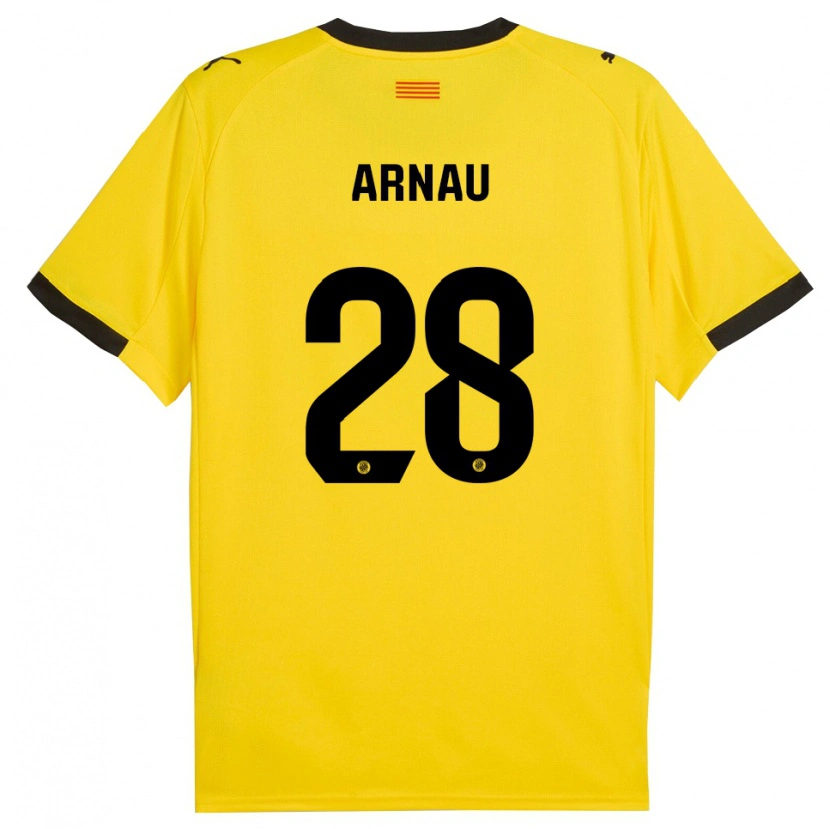Danxen Kinderen Pol Arnau #28 Geel Zwart Uitshirt Uittenue 2025/26 T-Shirt