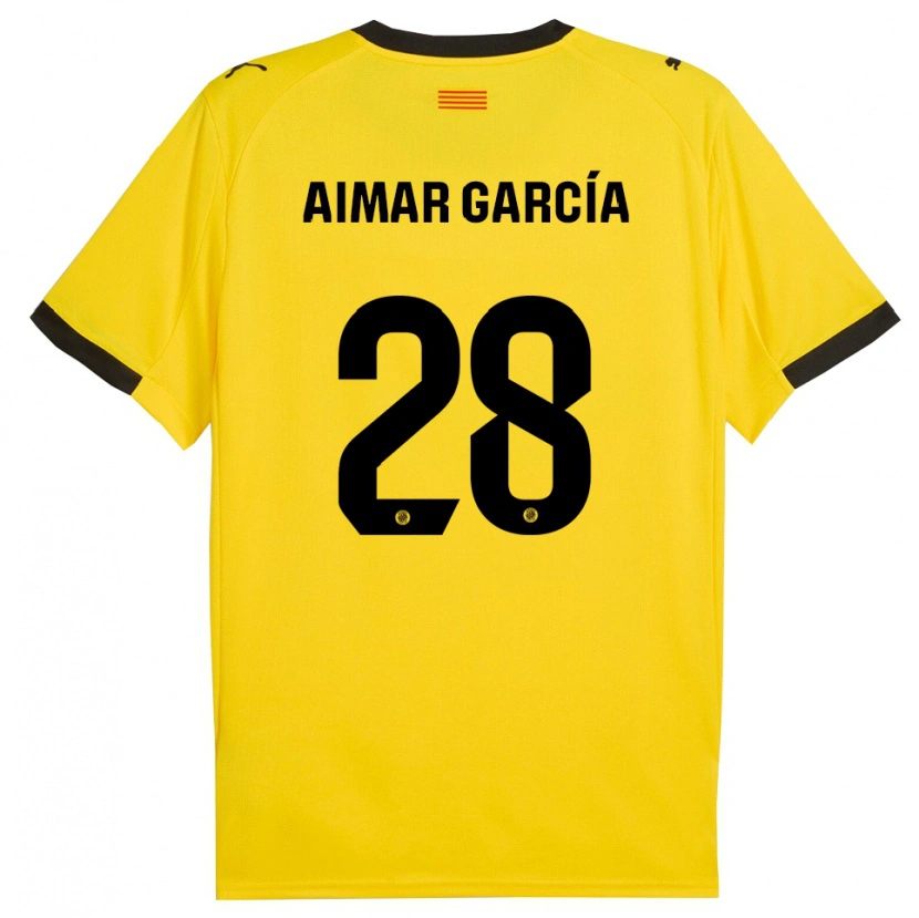 Danxen Kinderen Aimar García #28 Geel Zwart Uitshirt Uittenue 2025/26 T-Shirt