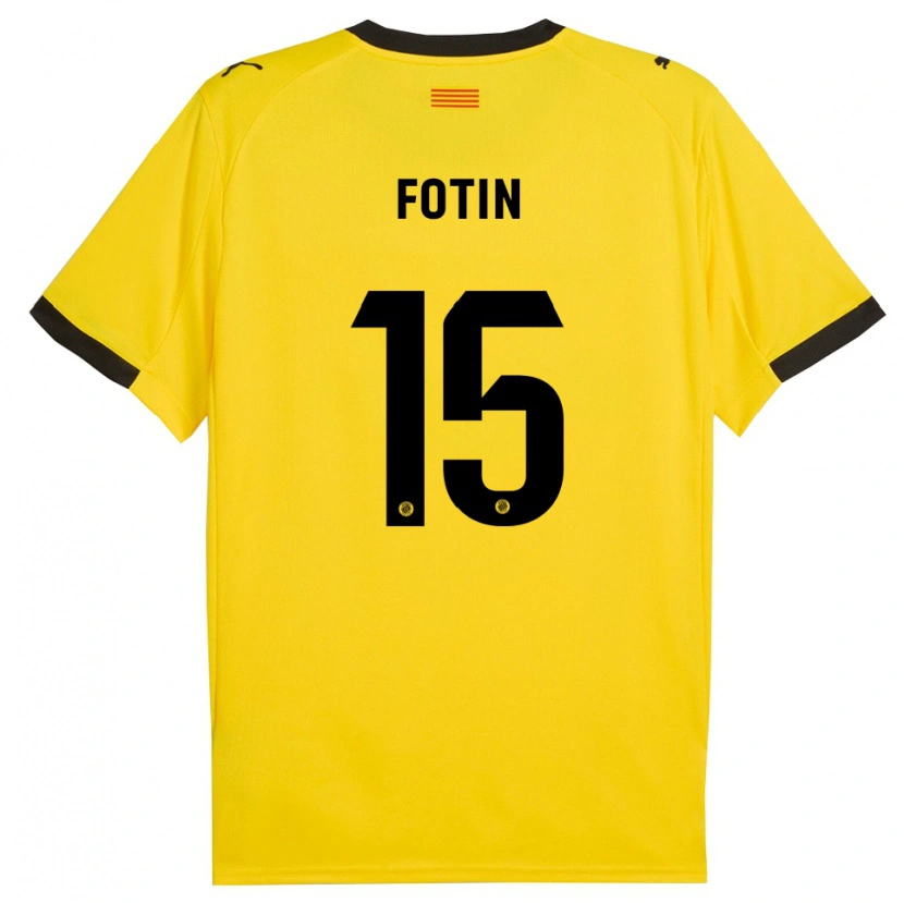 Danxen Kinderen Rareș Fotin #15 Geel Zwart Uitshirt Uittenue 2025/26 T-Shirt